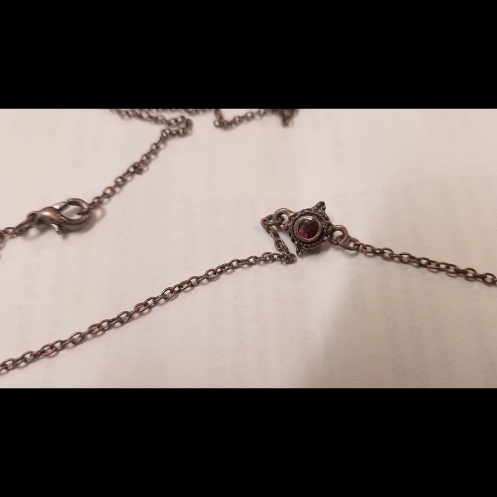 Brass and red gem necklace